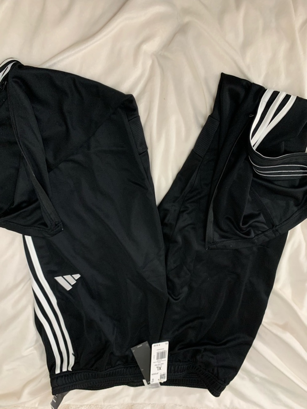 adidas Black Track Pants with White Three-Stripes
